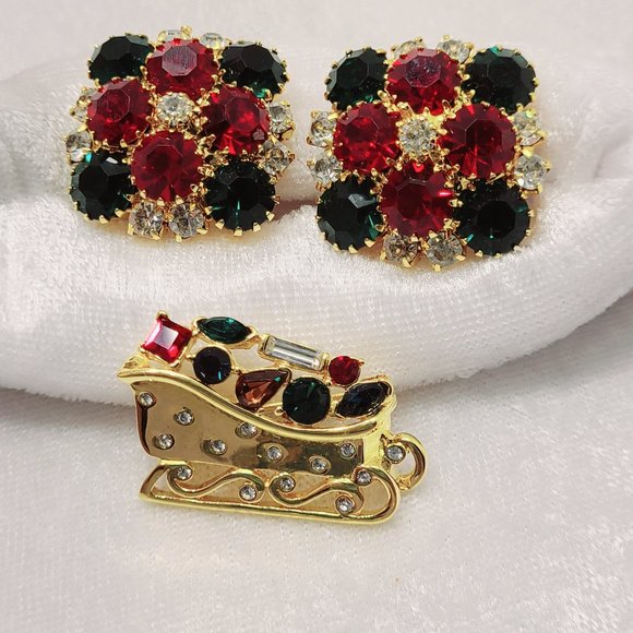CHRISTMAS HOLIDAY JEWELRY Pins and Earrings set - Picture 9 of 16